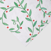 Boho Greenery Holly en Red Berries Kerstmis Tissuepapier (Detail)