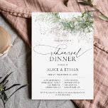 Boho Greenery laat Script Rehearsal Dinner Kaart<br><div class="desc">Boho Rehearsal De innerlijke uitnodiging kenmerkt groene bladeren en modern script.</div>