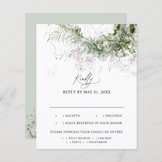 Boho Greenery Leaves Wedding RSVP (Voorkant / Achterkant)