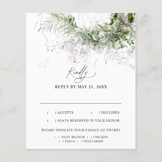 Boho Greenery Leaves Wedding RSVP (Voorkant)