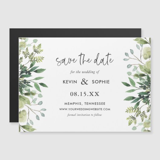 Boho Greenery Magnetic Save the Date (Voorkant / Achterkant)