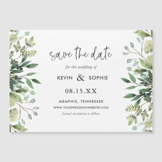 Boho Greenery Magnetic Save the Date (Voorkant)