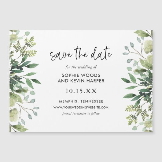 Boho Greenery Magnetic Save the Date (Voorkant)