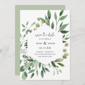 Boho Greenery Modern Save the Date Cards (Voorkant / Achterkant)