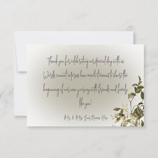 Boho Greenery Modern Wedding Bedankt (Achterkant)