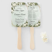 Boho greenery olive foliy lijst white roses handwaaier (Voorkant en achterkant)