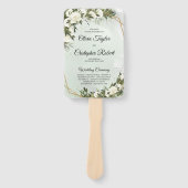 Boho greenery olive foliy lijst white roses handwaaier (Voorkant)