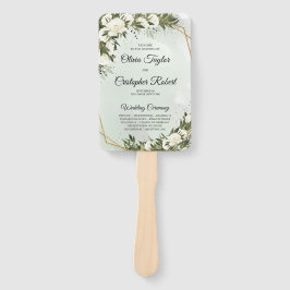 Boho greenery olive foliy lijst white roses handwaaier