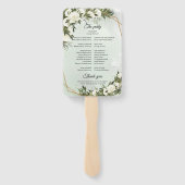 Boho greenery olive foliy lijst white roses handwaaier (Achterkant)