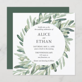 Boho Greenery Olive Leaves Wedding Kaart