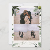 Boho Greenery Olive Waterverf 3 foto bruiloft Kaart (Achterkant)
