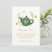 Boho Greenery Oranje Par-Tea Baby shower Bedankkaart (Staand voorkant)