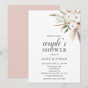 Boho Greenery Pampa Grass Couple Shower Kaart