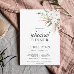 Boho Greenery Pampa Grass Rehearsal Dinner Invitat Kaart<br><div class="desc">Boho bouquet of pampa gras,  groene bladeren en witte bloemen.</div>