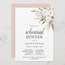 Boho Greenery Pampa Grass Rehearsal Dinner Kaart