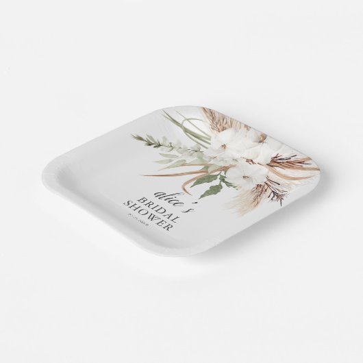 Boho Greenery Pampa Grass Vrijgezellenfeest Papieren Bordje (Gebogen)
