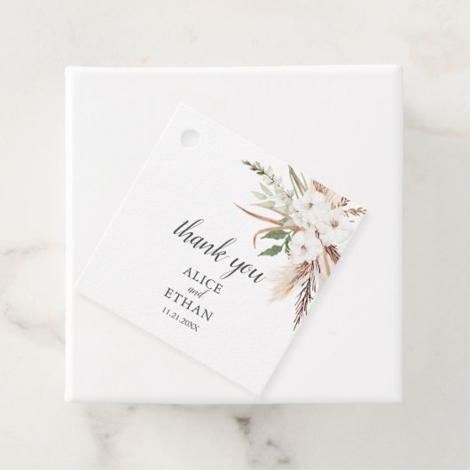 Boho Greenery Pampa Grass Wedding Bedankjes Labels (In situ)