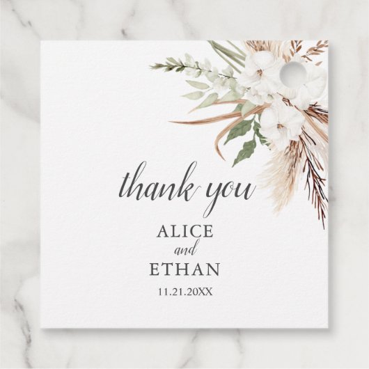 Boho Greenery Pampa Grass Wedding Bedankjes Labels (Achterkant)