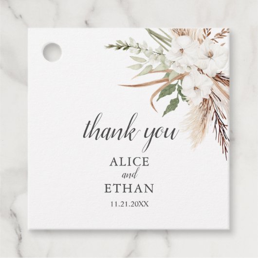 Boho Greenery Pampa Grass Wedding Bedankjes Labels (Voorkant)