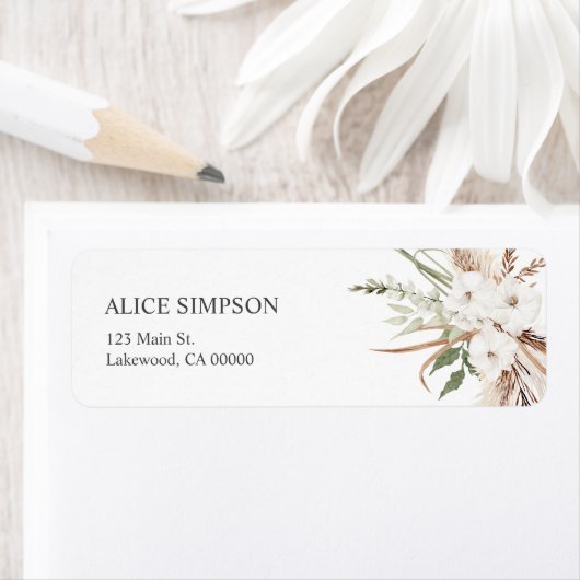 Boho Greenery Pampa Grass Wedding Etiket (Insitu)