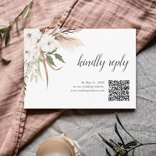 Boho Greenery Pampa Grass Wedding Online RSVP Informatiekaartje