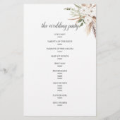 Boho Greenery Pampa Grass Wedding Programme (Achterkant)