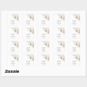 Boho Greenery Pampa Grass Wedding Square Sticker (Vel)