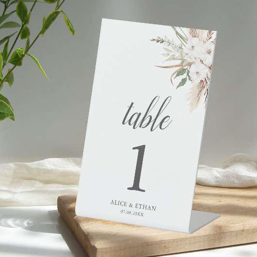 Boho Greenery Pampa Grass Wedding Table Pedestal S Reclamebord Met Voetstuk