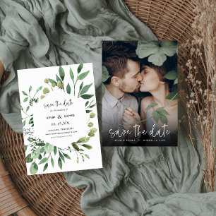 Boho Greenery Photo Save the Date