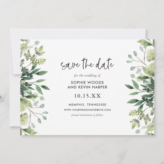 Boho Greenery Photo Save the Date (Achterkant)