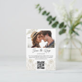 Boho Greenery QR Code RSVP Foto Wedding Groen Informatiekaartje (Staand voorkant)