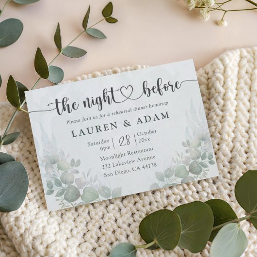 Boho Greenery Rehearsal Dinner  Wedding Invitation Kaart