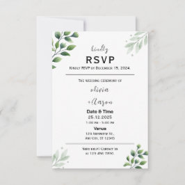 Boho Greenery RSVP Card Invitation