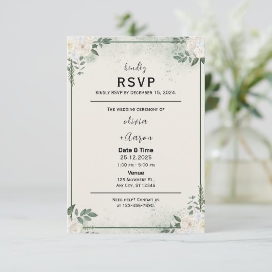 Boho Greenery RSVP Card Invitation (Staand voorkant)