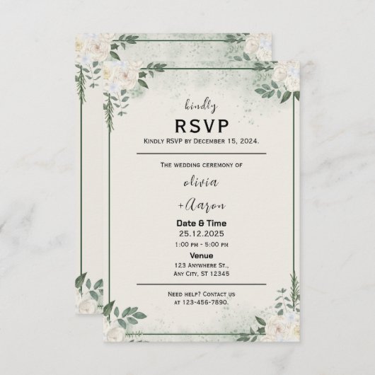 Boho Greenery RSVP Card Invitation (Voorkant / Achterkant)