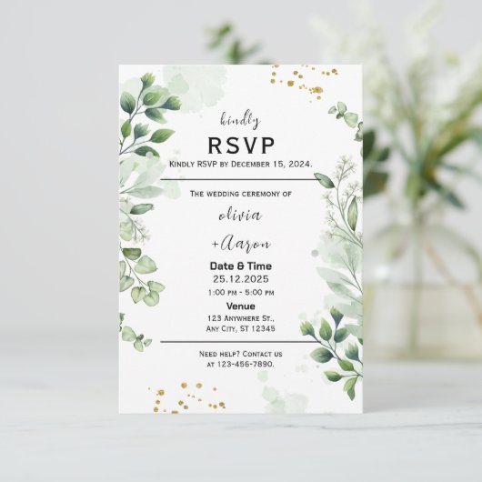 Boho Greenery RSVP Card Invitation (Staand voorkant)