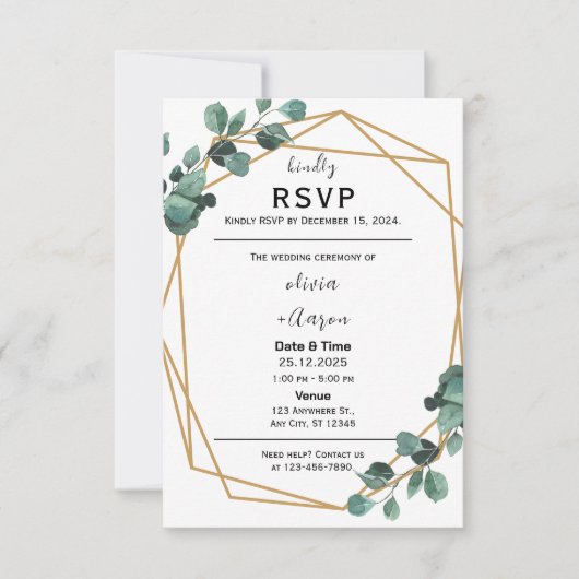 Boho Greenery RSVP Kaart Uitnodiging (Voorkant)