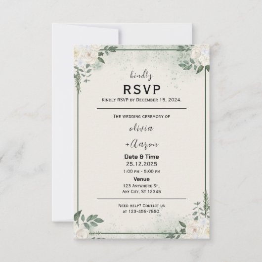 Boho Greenery RSVP Kaart Uitnodiging (Voorkant)