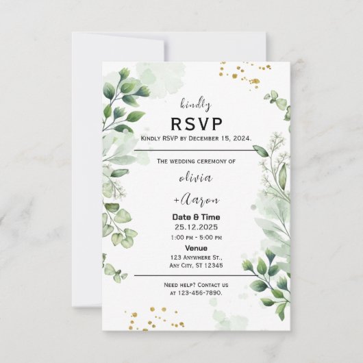 Boho Greenery RSVP Kaart Uitnodiging (Voorkant)