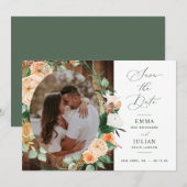 Boho Greenery Rustic Barn Wood Foto Save The Date (Voorkant / Achterkant)