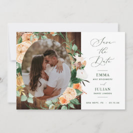 Boho Greenery Rustic Barn Wood Foto Save The Date
