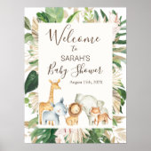 Boho Greenery Safari Baby shower Welkomstteken Poster (Voorkant)