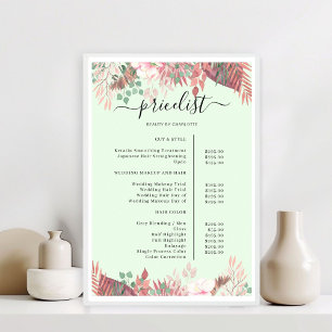 Boho Greenery Salon prijslijst Poster