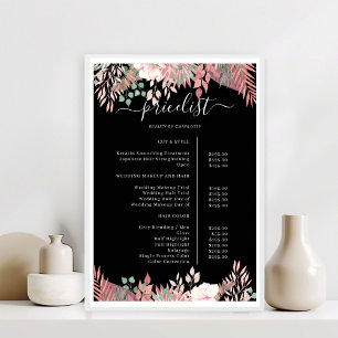 Boho Greenery Salon prijslijst Poster