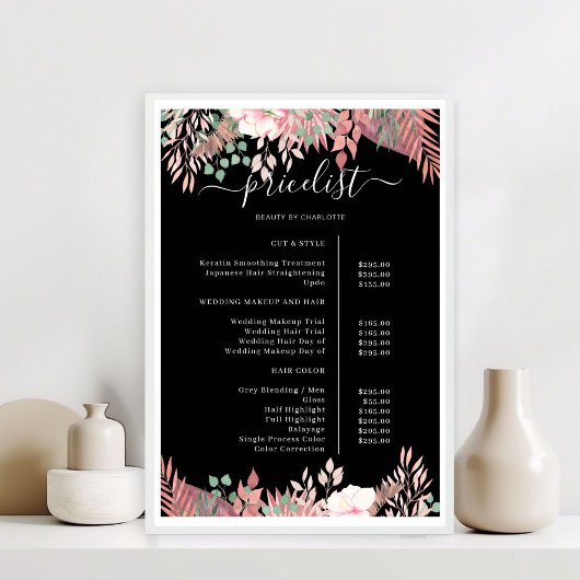 Boho Greenery Salon prijslijst Poster
