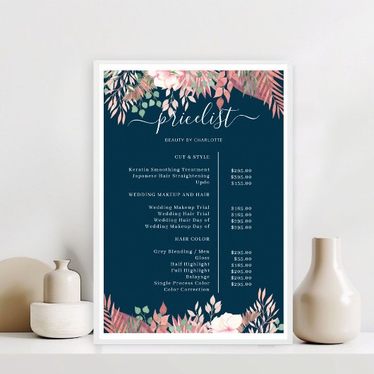 Boho Greenery Salon prijslijst Poster