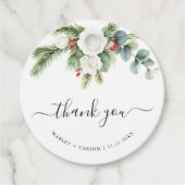 Boho Greenery Script Evergreen Wedding Bedankjes Labels (Voorkant)