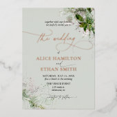 Boho Greenery Script Wedding Folie Invitation Folie Uitnodiging (Voorkant)