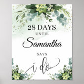 Boho greenery succulent bridal countdown sign poster (Voorkant)
