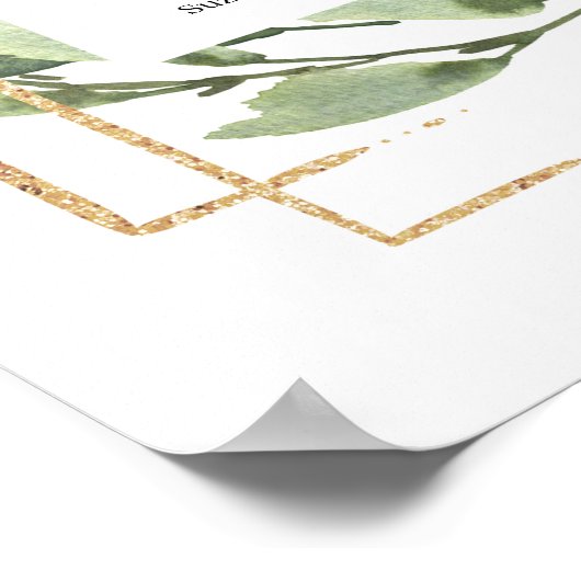 Boho greenery succulent floral gold geometric poster (Hoek)